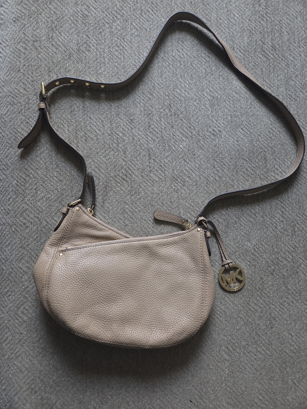 Michael Kors Pebbled Leather Crossbody Bag in Taupe
